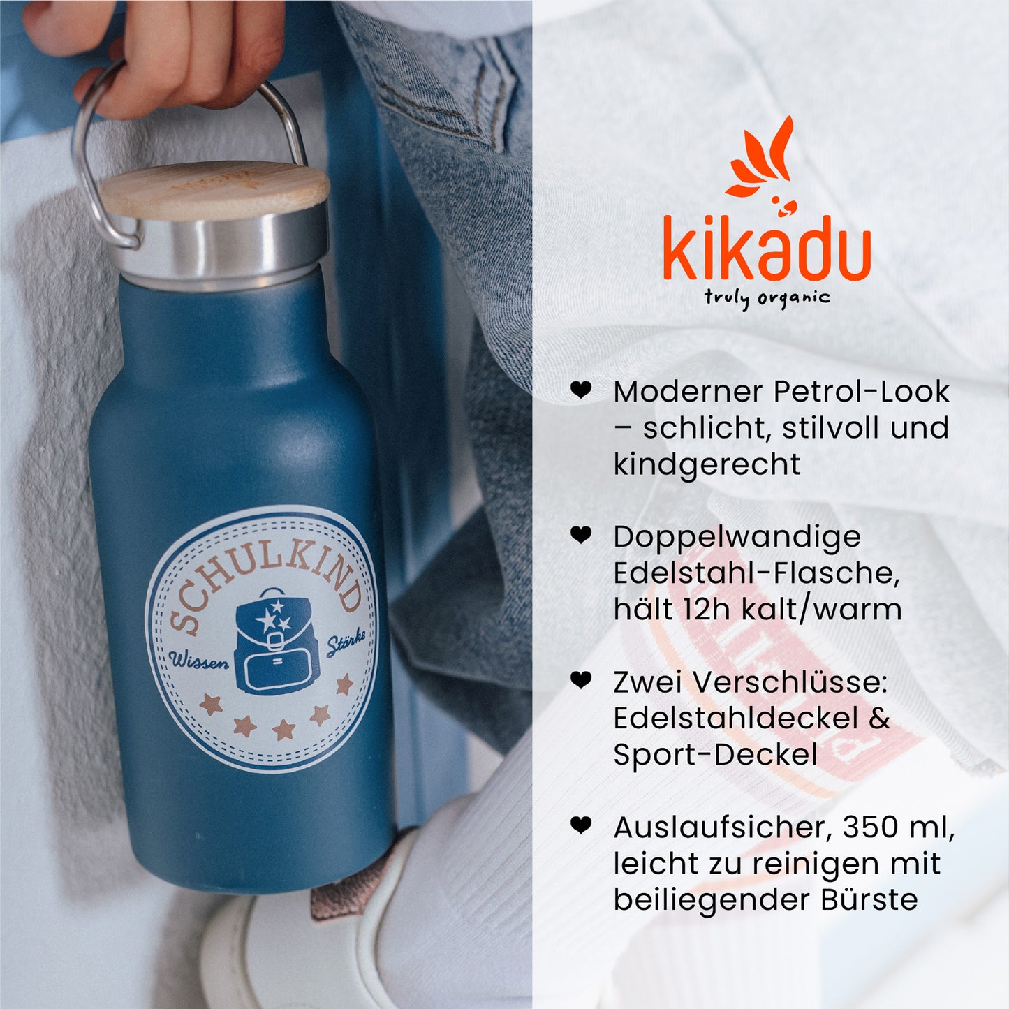 Trinkflasche Schulkind Petrol